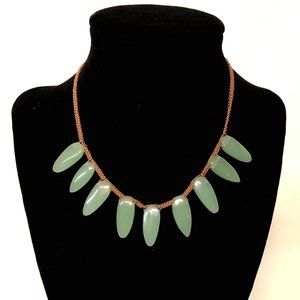 Special Jade necklace with hand braided rust chord